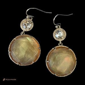 💖 Iridescent Resin & Crystal Drop Earrings 💖